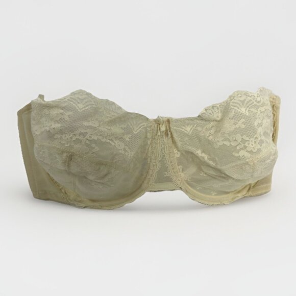 Vanity Fair Vintage Strapless Bra 34D Nude Lace Style 74-100 Made in USA - Picture 1 of 5